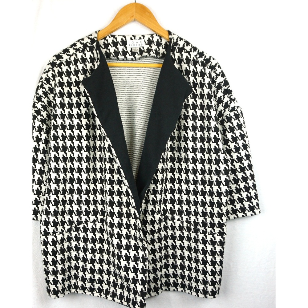 Joan Rivers Houndstooth Blazer Jacket sz L